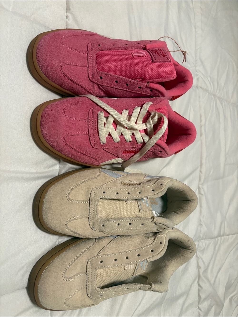 Reebok Kids Pink Suede Sneakers with Gum Sole - Brand Unspecified